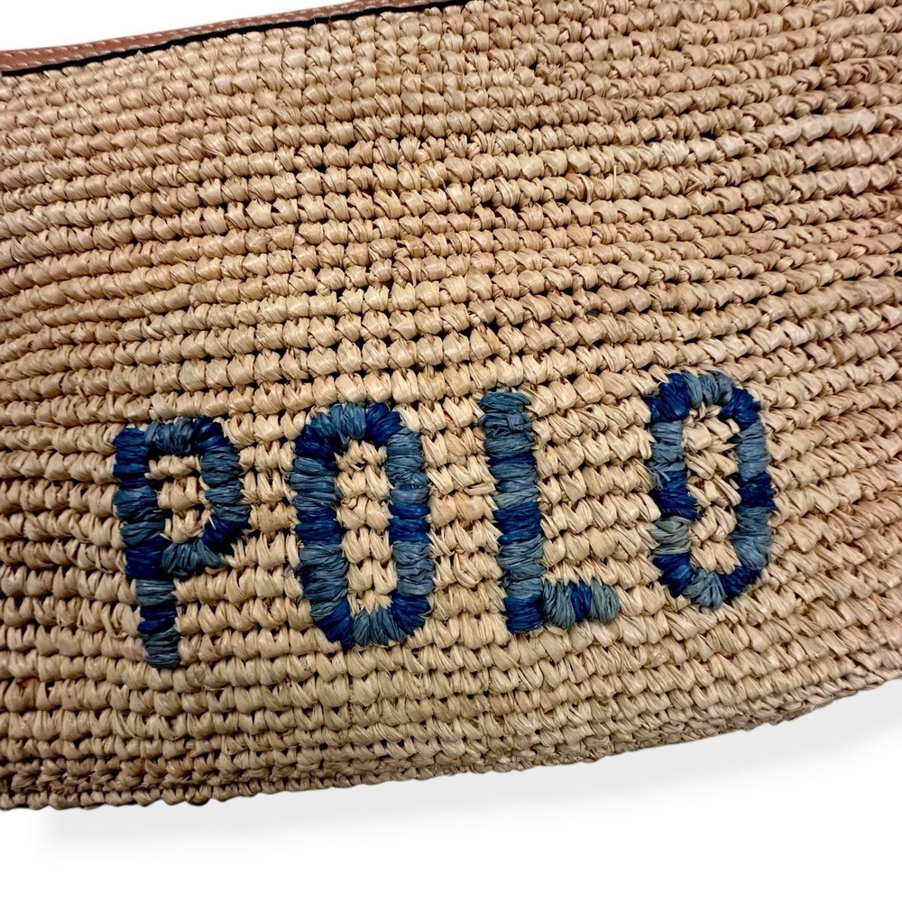 NEW Polo Ralph Lauren Natural Raffia Cow Leather Pouch Wallet Clutch Small Zip - Picture 3 of 13
